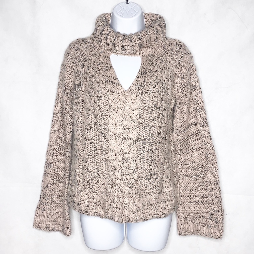 JENNIFER LOPEZ Cutout Cable Turtleneck Sweater S - Picture 3 of 9